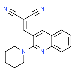 ChemSpider 2D Image | {[2-(1-Piperidinyl)-3-quinolinyl]methylene}malononitrile | C18H16N4