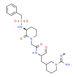 ChemSpider 2D Image | 2-{(3S)-3-[(Benzylsulfonyl)amino]-2-oxo-1-piperidinyl}-N-[(2S)-1-(1-carbamimidoyl-3-piperidinyl)-3-oxo-2-propanyl]acetamide | C23H34N6O5S