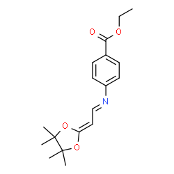 ChemSpider 2D Image | Ethyl 4-{(E)-[2-(4,4,5,5-tetramethyl-1,3-dioxolan-2-ylidene)ethylidene]amino}benzoate | C18H23NO4