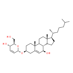 ChemSpider 2D Image | (3beta,7beta,9xi,14xi)-7-Hydroxycholest-5-en-3-yl 2,3-dideoxy-alpha-D-erythro-hex-2-enopyranoside | C33H54O5