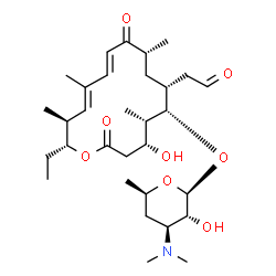 ChemSpider 2D Image | (4R,5S,6S,7R,9R,11E,13E,15S,16R)-16-Ethyl-4-hydroxy-5,9,13,15-tetramethyl-2,10-dioxo-7-(2-oxoethyl)oxacyclohexadeca-11,13-dien-6-yl 3,4,6-trideoxy-3-(dimethylamino)-beta-D-xylo-hexopyranoside | C31H51NO8