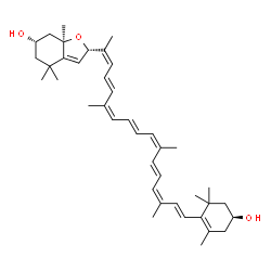 ChemSpider 2D Image | (3S,3'S,5'R,8'S,9cis,13cis,13'cis)-5',8'-Dihydro-5',8'-epoxy-beta,beta-carotene-3,3'-diol | C40H56O3
