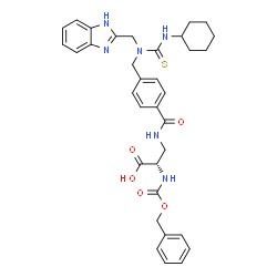 ChemSpider 2D Image | 3-[(4-{[(1H-Benzimidazol-2-ylmethyl)(cyclohexylcarbamothioyl)amino]methyl}benzoyl)amino]-N-[(benzyloxy)carbonyl]-L-alanine | C34H38N6O5S