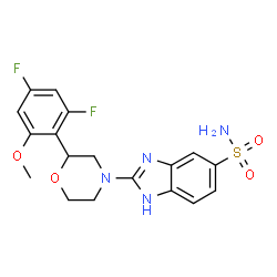 ChemSpider 2D Image | 2-[2-(2,4-Difluoro-6-methoxyphenyl)-4-morpholinyl]-1H-benzimidazole-5-sulfonamide | C18H18F2N4O4S