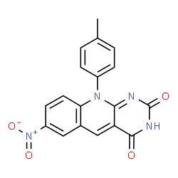 ChemSpider 2D Image | 10-(4-Methylphenyl)-7-nitropyrimido[4,5-b]quinoline-2,4(3H,10H)-dione | C18H12N4O4