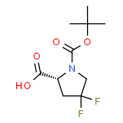 ChemSpider 2D Image | 4,4-Difluoro-1-{[(2-methyl-2-propanyl)oxy]carbonyl}-D-proline | C10H15F2NO4