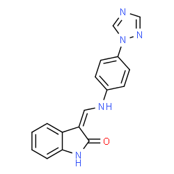 ChemSpider 2D Image | (3Z)-3-({[4-(1H-1,2,4-Triazol-1-yl)phenyl]amino}methylene)-1,3-dihydro-2H-indol-2-one | C17H13N5O