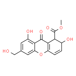 ChemSpider 2D Image | Methyl 2,8-dihydroxy-6-(hydroxymethyl)-9-oxo-2,9-dihydro-1H-xanthene-1-carboxylate | C16H14O7