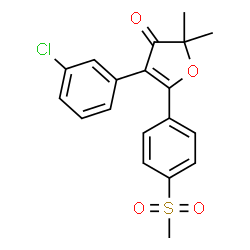 ChemSpider 2D Image | 4-(3-Chlorophenyl)-2,2-dimethyl-5-[4-(methylsulfonyl)phenyl]-3(2H)-furanone | C19H17ClO4S