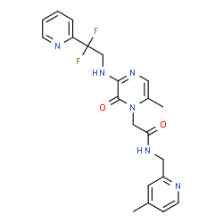 ChemSpider 2D Image | 2-[3-{[2,2-Difluoro-2-(2-pyridinyl)ethyl]amino}-6-methyl-2-oxo-1(2H)-pyrazinyl]-N-[(4-methyl-2-pyridinyl)methyl]acetamide | C21H22F2N6O2