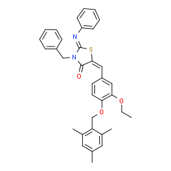 ChemSpider 2D Image | (2Z,5E)-3-Benzyl-5-[3-ethoxy-4-(mesitylmethoxy)benzylidene]-2-(phenylimino)-1,3-thiazolidin-4-one | C35H34N2O3S