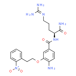 ChemSpider 2D Image | 4-Amino-N-{(2S)-1-amino-5-[(diaminomethylene)amino]-1-oxo-2-pentanyl}-3-[2-(2-nitrophenyl)ethoxy]benzamide | C21H27N7O5
