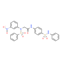 ChemSpider 2D Image | N~2~-(3-Nitrophenyl)-N-[4-(phenylsulfamoyl)phenyl]-N~2~-(phenylsulfonyl)glycinamide | C26H22N4O7S2