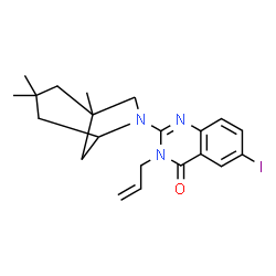 ChemSpider 2D Image | 3-Allyl-6-iodo-2-(1,3,3-trimethyl-6-azabicyclo[3.2.1]oct-6-yl)-4(3H)-quinazolinone | C21H26IN3O