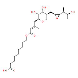 ChemSpider 2D Image | 9-({(2E)-4-[(2S,3R,4R,5S)-3,4-Dihydroxy-5-({(2S,3R)-3-[(2S,3S)-3-hydroxy-2-butanyl]-2-oxiranyl}methyl)tetrahydro-2H-pyran-2-yl]-3-methyl-2-butenoyl}oxy)nonanoic acid | C26H44O9