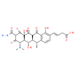 ChemSpider 2D Image | (3E)-4-[(5R,5aR,6S,6aR,7S,10aS)-9-Carbamoyl-7-(dimethylamino)-1,6,10a-trihydroxy-5-methyl-8,10,11,12-tetraoxo-5,5a,6,6a,7,8,9,10,10a,11,11a,12-dodecahydro-2-tetracenyl]-3-butenoic acid | C26H28N2O10