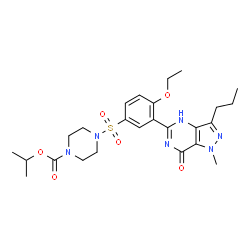 ChemSpider 2D Image | Isopropyl 4-{[4-ethoxy-3-(1-methyl-7-oxo-3-propyl-4,7-dihydro-1H-pyrazolo[4,3-d]pyrimidin-5-yl)phenyl]sulfonyl}-1-piperazinecarboxylate | C25H34N6O6S
