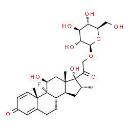 ChemSpider 2D Image | (11beta,16alpha)-9-Fluoro-11,17-dihydroxy-16-methyl-3,20-dioxopregna-1,4-dien-21-yl beta-D-glucopyranoside | C28H39FO10