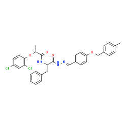 ChemSpider 2D Image | 2-(2,4-Dichlorophenoxy)-N-{1-[(2E)-2-{4-[(4-methylbenzyl)oxy]benzylidene}hydrazino]-1-oxo-3-phenyl-2-propanyl}propanamide (non-preferred name) | C33H31Cl2N3O4