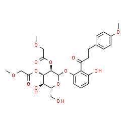 ChemSpider 2D Image | 3-Hydroxy-2-[3-(4-methoxyphenyl)propanoyl]phenyl 2,3-bis-O-(methoxyacetyl)-beta-D-glucopyranoside | C28H34O13