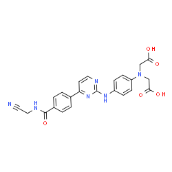ChemSpider 2D Image | 2,2'-({4-[(4-{4-[(Cyanomethyl)carbamoyl]phenyl}-2-pyrimidinyl)amino]phenyl}imino)diacetic acid | C23H20N6O5