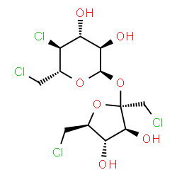 ChemSpider 2D Image | 1,6-Dichloro-1,6-dideoxy-beta-D-fructofuranosyl 4,6-dichloro-4,6-dideoxy-alpha-D-glucopyranoside | C12H18Cl4O7