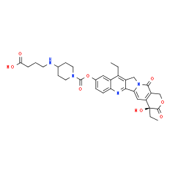 ChemSpider 2D Image | 4-{[1-({[(4S)-4,11-Diethyl-4-hydroxy-3,14-dioxo-3,4,12,14-tetrahydro-1H-pyrano[3',4':6,7]indolizino[1,2-b]quinolin-9-yl]oxy}carbonyl)-4-piperidinyl]amino}butanoic acid | C32H36N4O8