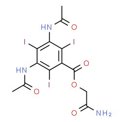 ChemSpider 2D Image | 2-Amino-2-oxoethyl 3,5-diacetamido-2,4,6-triiodobenzoate | C13H12I3N3O5