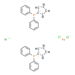 ChemSpider 2D Image | 1,2,3,4,5-Cyclopentanepentayl, 1-(diphenylphosphino)-, chloride, iron(2+) nickel(2+) salt (2:1:1) | C34H28Cl2FeNiP2
