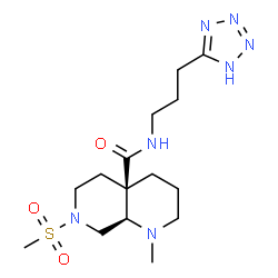 ChemSpider 2D Image | (4aR,8aR)-1-Methyl-7-(methylsulfonyl)-N-[3-(1H-tetrazol-5-yl)propyl]octahydro-1,7-naphthyridine-4a(2H)-carboxamide | C15H27N7O3S