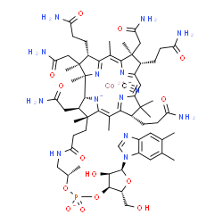 ChemSpider 2D Image | cobaltous;[(2R,3S,4R,5S)-5-(5,6-dimethylbenzimidazol-1-yl)-4-hydroxy-2-(hydroxymethyl)tetrahydrofuran-3-yl] [(1S)-1-methyl-2-[3-[(1R,2R,3R,4Z,7S,9Z,12S,13S,14Z,17S,18S,19R)-2,13,18-tris(2-amino-2-oxo-ethyl)-7,12,17-tris(3-amino-3-oxo-propyl)-3,5,8,8,13,15,18,19-octamethyl-2,7,12,17-tetrahydro-1H-corrin-21-id-3-yl]propanoylamino]ethyl] phosphate;cyanide | C63H88CoN14O14P
