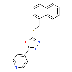 ChemSpider 2D Image | 4-{5-[(1-Naphthylmethyl)sulfanyl]-1,3,4-oxadiazol-2-yl}pyridine | C18H13N3OS