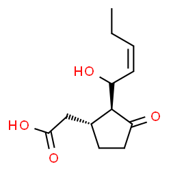ChemSpider 2D Image | {(1R,2S)-2-[(1S,2Z)-1-Hydroxy-2-penten-1-yl]-3-oxocyclopentyl}acetic acid | C12H18O4