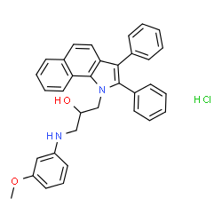 ChemSpider 2D Image | 1-(2,3-Diphenyl-1H-benzo[g]indol-1-yl)-3-[(3-methoxyphenyl)amino]-2-propanol hydrochloride (1:1) | C34H31ClN2O2