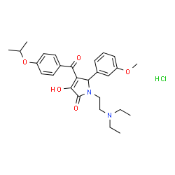ChemSpider 2D Image | 1-[2-(Diethylamino)ethyl]-3-hydroxy-4-(4-isopropoxybenzoyl)-5-(3-methoxyphenyl)-1,5-dihydro-2H-pyrrol-2-one hydrochloride (1:1) | C27H35ClN2O5