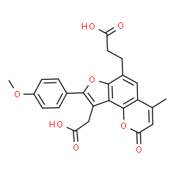 ChemSpider 2D Image | 3-[9-(Carboxymethyl)-8-(4-methoxyphenyl)-4-methyl-2-oxo-2H-furo[2,3-h]chromen-6-yl]propanoic acid | C24H20O8