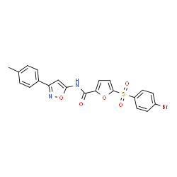 ChemSpider 2D Image | 5-[(4-Bromophenyl)sulfonyl]-N-[3-(4-methylphenyl)-1,2-oxazol-5-yl]-2-furamide | C21H15BrN2O5S