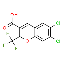 ChemSpider 2D Image | 6,7-Dichloro-2-(trifluoromethyl)-2H-chromene-3-carboxylic acid | C11H5Cl2F3O3