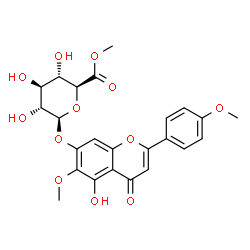 ChemSpider 2D Image | 5-Hydroxy-6-methoxy-2-(4-methoxyphenyl)-4-oxo-4H-chromen-7-yl methyl beta-D-glucopyranosiduronate | C24H24O12