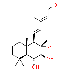 ChemSpider 2D Image | (1R,2S,3S,4R,4aS,8aS)-4-[(1E,3E)-5-Hydroxy-3-methyl-1,3-pentadien-1-yl]-3,4a,8,8-tetramethyldecahydro-1,2,3-naphthalenetriol | C20H34O4