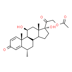 ChemSpider 2D Image | (6alpha,8xi,11beta,14xi)-11,17-Dihydroxy-6-methyl-3,20-dioxopregna-1,4-dien-21-yl acetate | C24H32O6