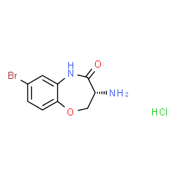 ChemSpider 2D Image | (3R)-3-Amino-7-bromo-2,3-dihydro-1,5-benzoxazepin-4(5H)-one hydrochloride (1:1) | C9H10BrClN2O2