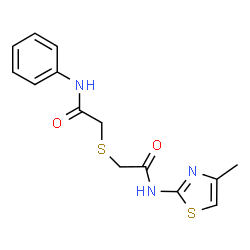 ChemSpider 2D Image | 2-[(2-Anilino-2-oxoethyl)sulfanyl]-N-(4-methyl-1,3-thiazol-2-yl)acetamide | C14H15N3O2S2