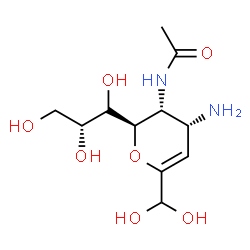 ChemSpider 2D Image | N-{(2R,3R,4R)-4-Amino-6-(dihydroxymethyl)-2-[(1S,2R)-1,2,3-trihydroxypropyl]-3,4-dihydro-2H-pyran-3-yl}acetamide | C11H20N2O7