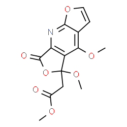 ChemSpider 2D Image | Methyl (4,5-dimethoxy-7-oxo-5,7-dihydrodifuro[2,3-b:3',4'-e]pyridin-5-yl)acetate | C14H13NO7