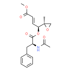 ChemSpider 2D Image | Methyl (2E)-4-O-(N-acetyl-L-phenylalanyl)-5,6-anhydro-2,3-dideoxy-5-methyl-D-erythro-hex-2-enonate | C19H23NO6