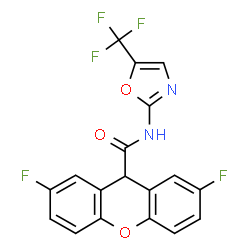 ChemSpider 2D Image | 2,7-Difluoro-N-[5-(trifluoromethyl)-1,3-oxazol-2-yl]-9H-xanthene-9-carboxamide | C18H9F5N2O3