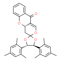 ChemSpider 2D Image | (4S,4a'S,5S)-4,5-Dimesityl-4',4a'-dihydro-10'H-spiro[1,3-dioxolane-2,3'-pyrano[4,3-b]chromen]-10'-one | C32H32O5