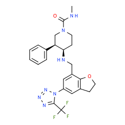 ChemSpider 2D Image | (3S,4R)-N-Methyl-3-phenyl-4-[({5-[5-(trifluoromethyl)-1H-tetrazol-1-yl]-2,3-dihydro-1-benzofuran-7-yl}methyl)amino]-1-piperidinecarboxamide | C24H26F3N7O2