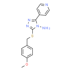 ChemSpider 2D Image | 3-[(4-Methoxybenzyl)sulfanyl]-5-(4-pyridinyl)-4H-1,2,4-triazol-4-amine | C15H15N5OS